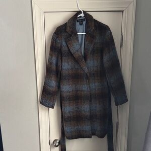 Rachel Zoe Blue and Brown Trench Coat